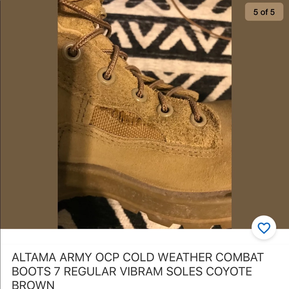 Altima Army cold weather boot 7R Coyote brown
